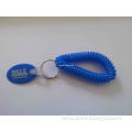 Plastic Spiral Wrist Coil Spring Key Chain Holder with tag